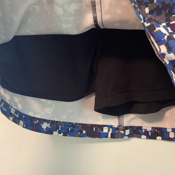 Slazenger Blue & Black Geometric Print Mini Golf Skirt with Shorts Size 6 - Picture 3 of 6